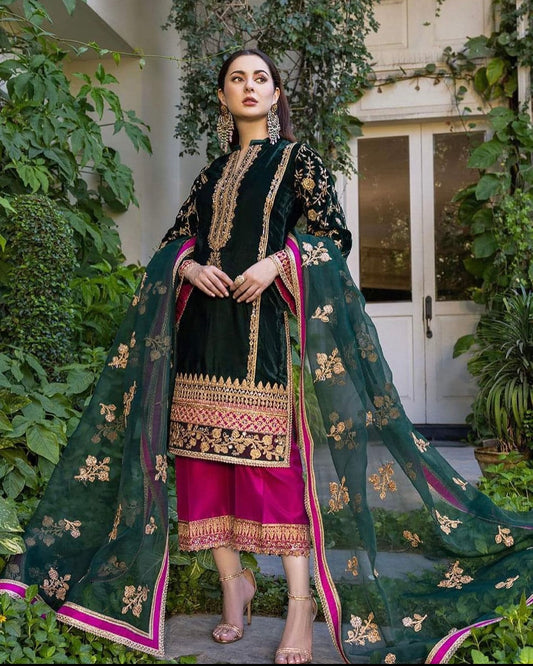 Pakistani Style Trending Velvet Suit image 3