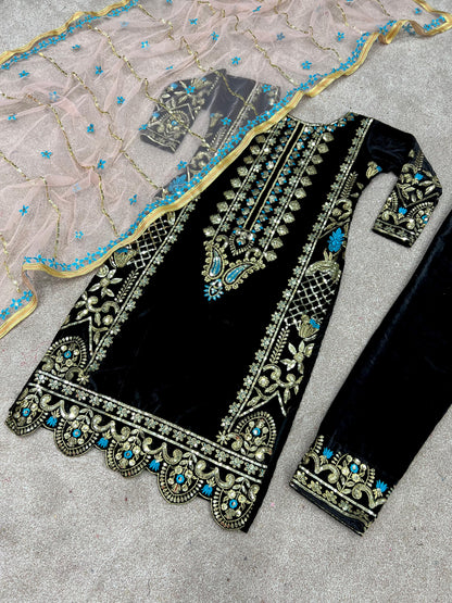 Stylish Party Wear Velvet Suit