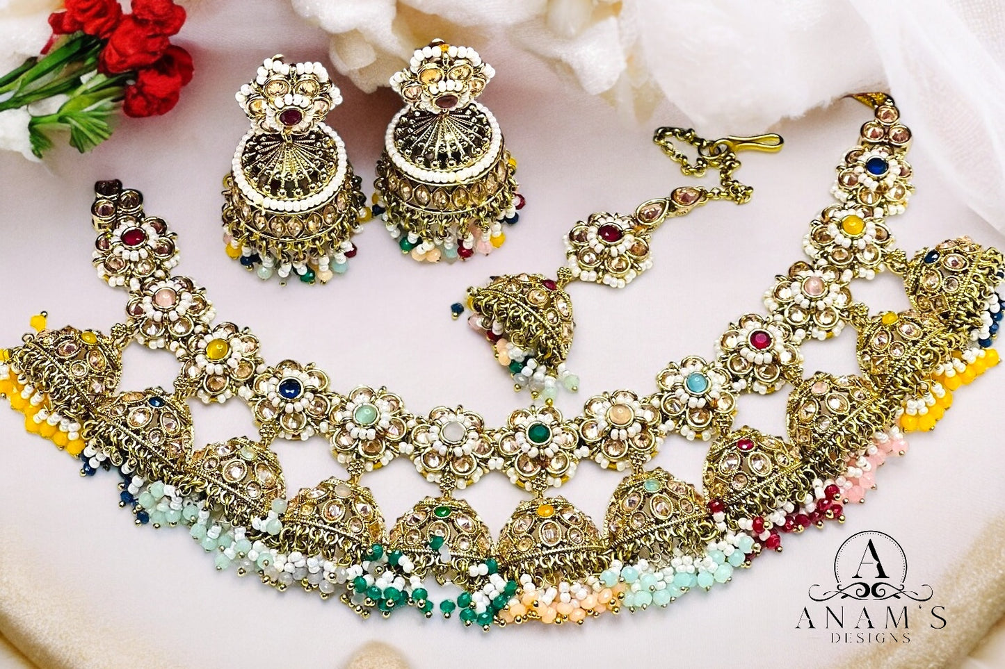 Exclusively Unique Jhumki Concept Polki Necklace Set