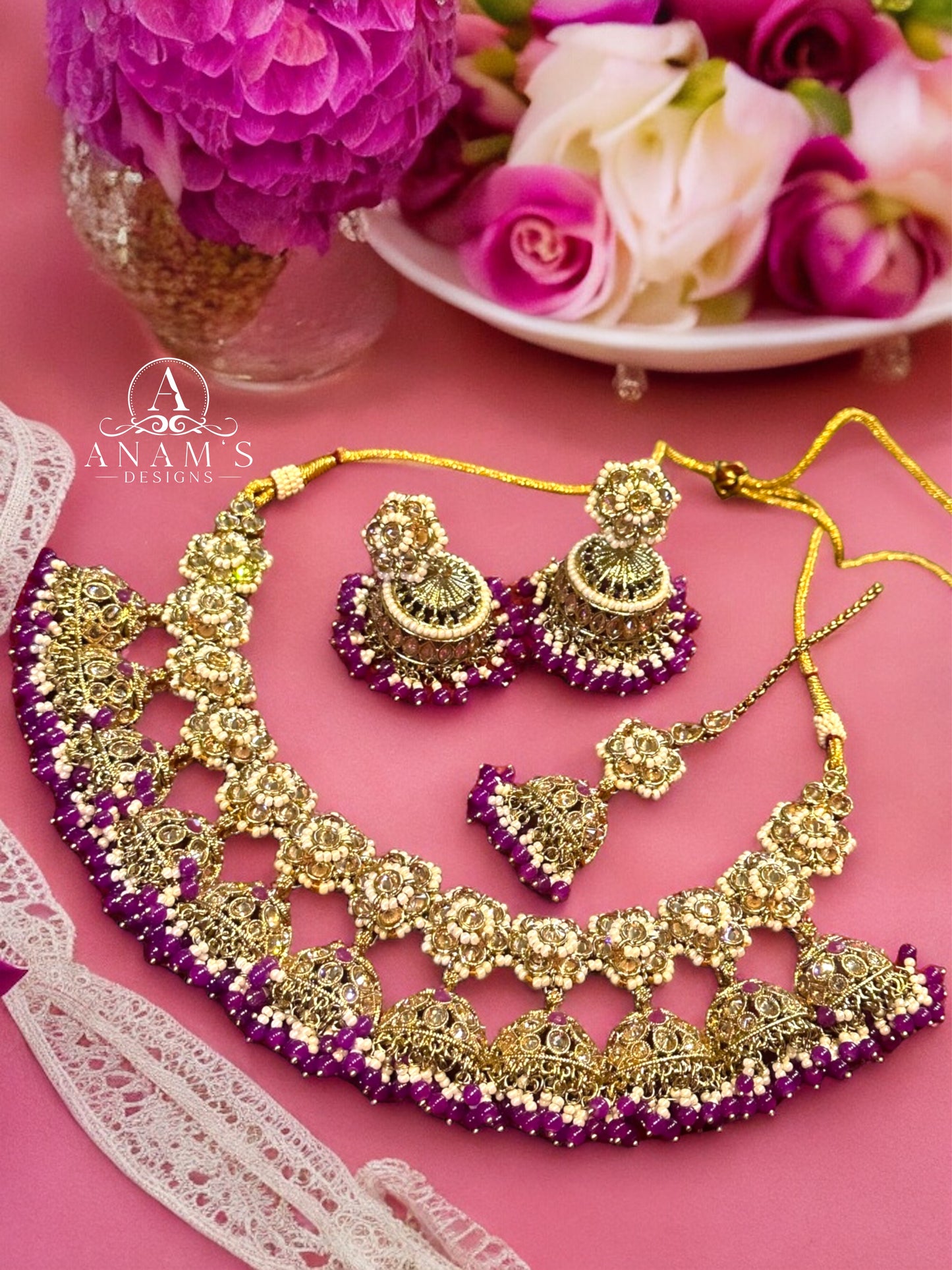 Exclusively Unique Jhumki Concept Polki Necklace Set