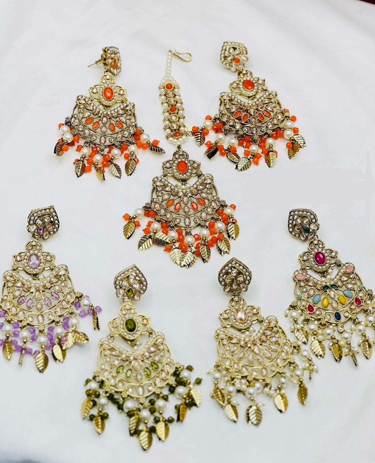 NEW! High-Quality Polki Earrings Tikka Set