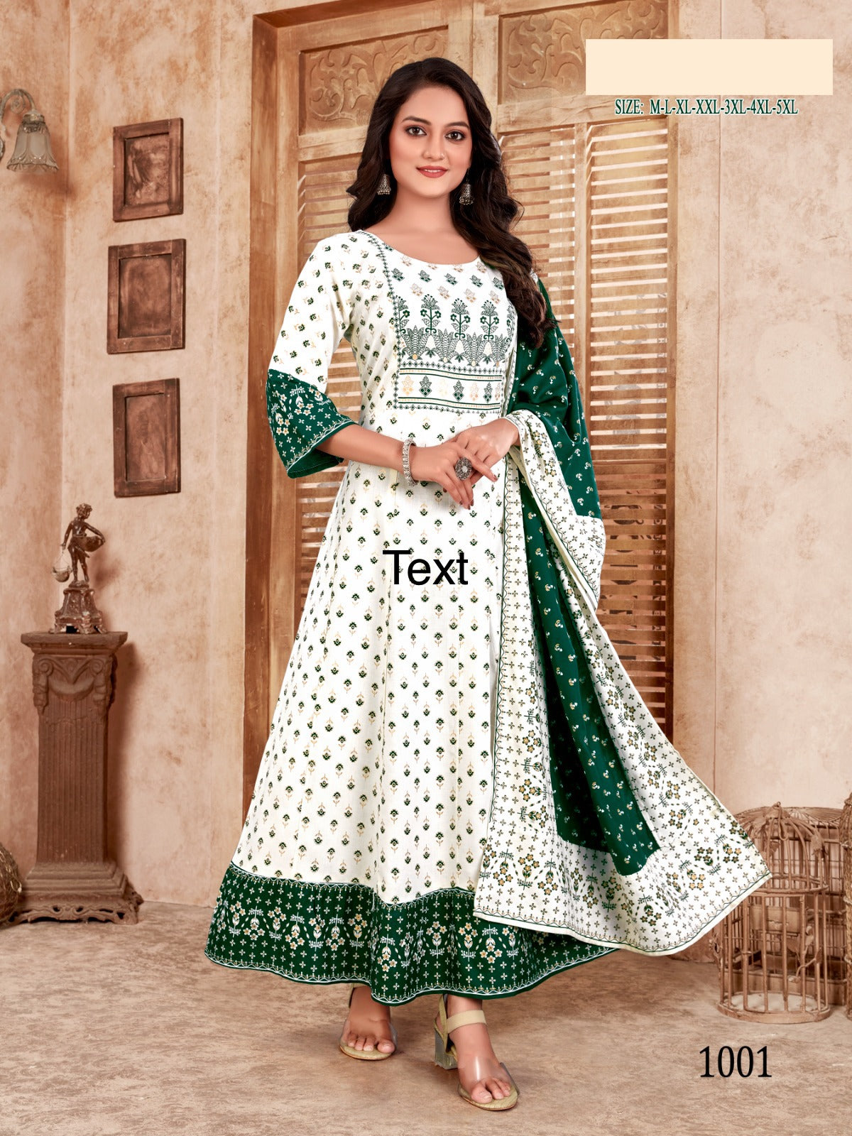 Beautiful Plus Size (46) Kurti Gown Dupatta Set