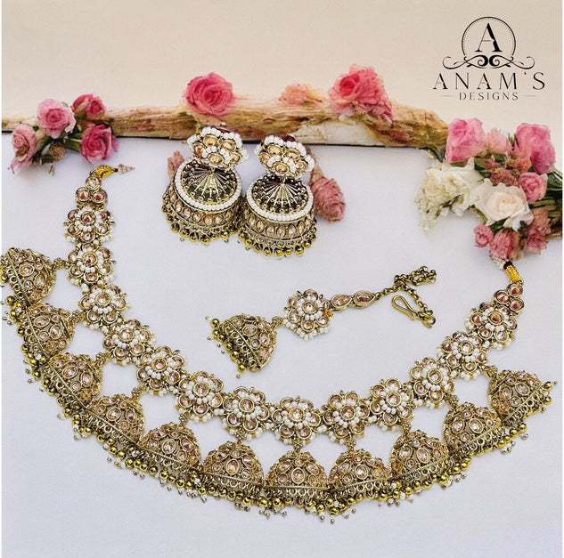 Exclusively Unique Jhumki Concept Polki Necklace Set