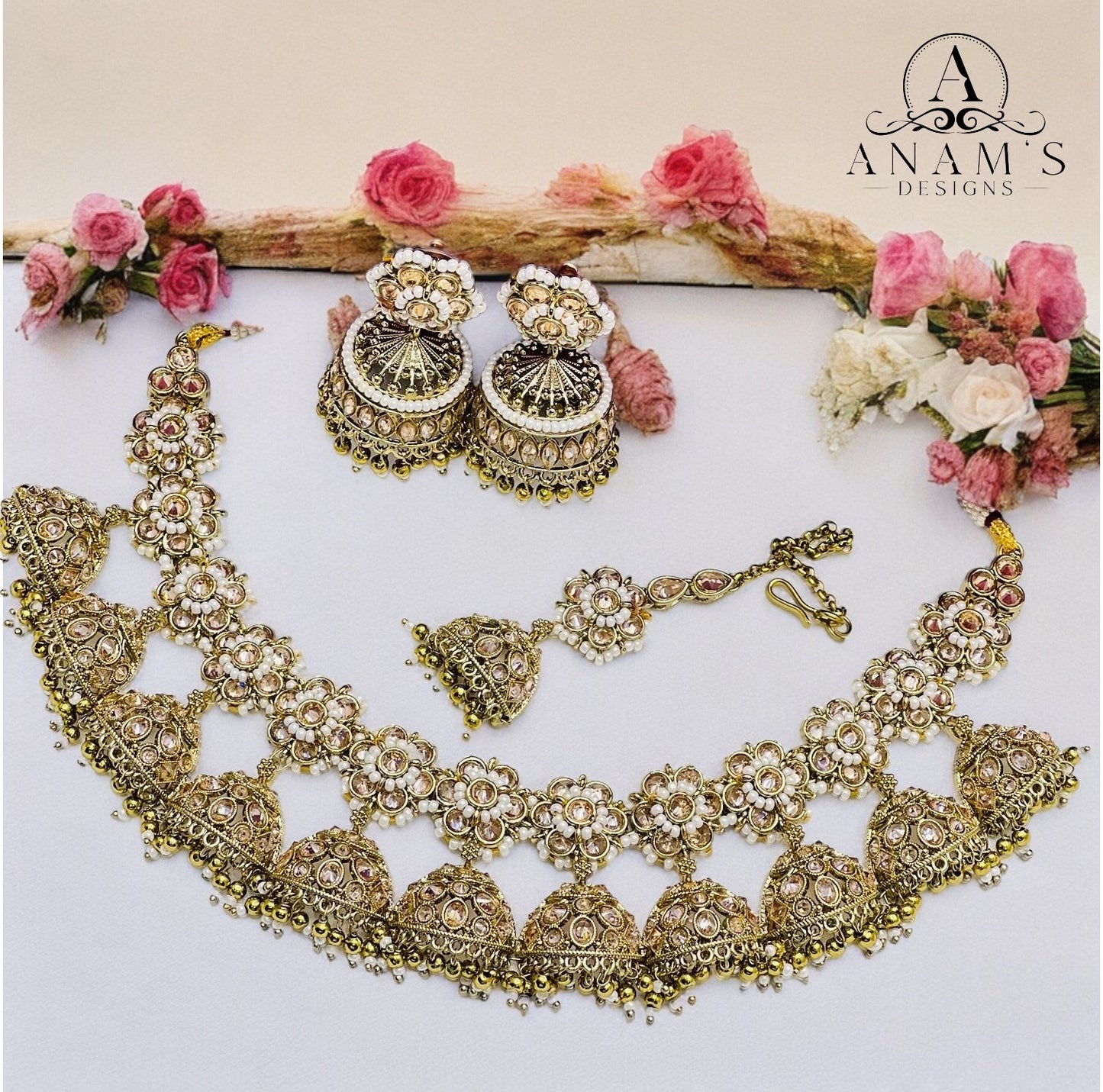 Exclusively Unique Jhumki Concept Polki Necklace Set