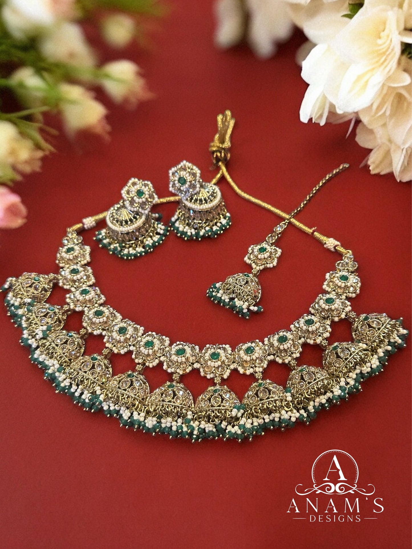 Exclusively Unique Jhumki Concept Polki Necklace Set