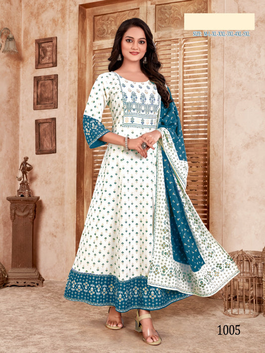 Beautiful Plus Size (46) Kurti Gown Dupatta Set