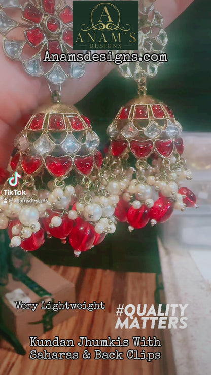 Stylish Kundan Sahara Jhumkis