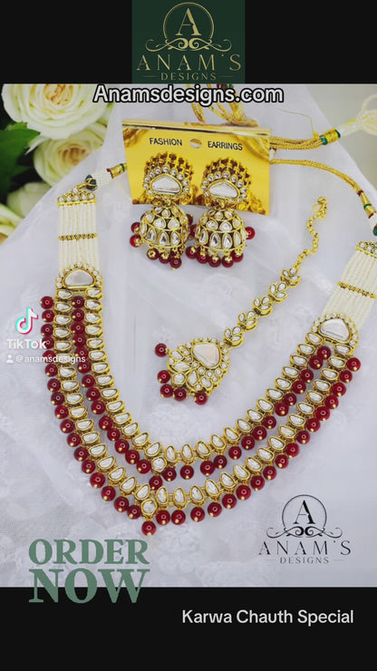 Stylish Kundan Long Necklace Set