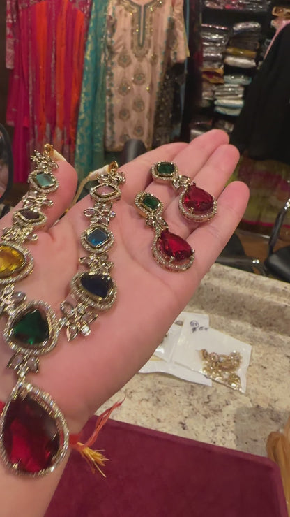 Royalty Necklace  AD With Various Semi-Precious Stones