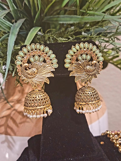 Peacock Jhumki set