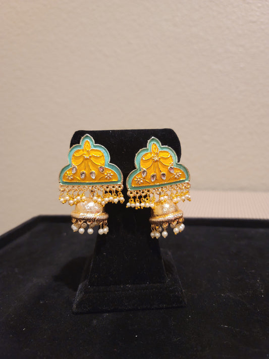Meenakari jhumkas