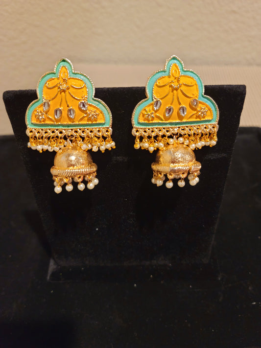 Meenakari jhumkas