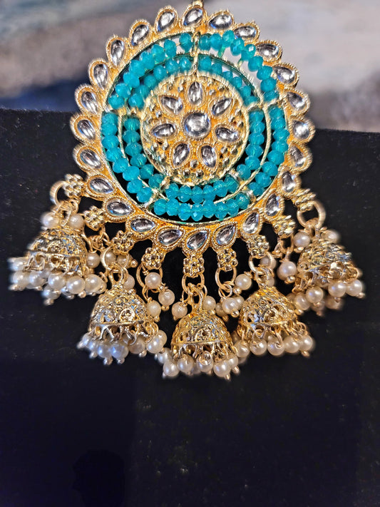 Oversized Studs with Five Drop Jhumkis