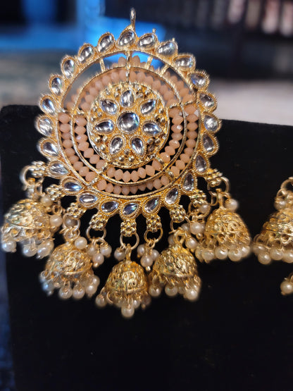 Oversized Studs with Five Drop Jhumkis