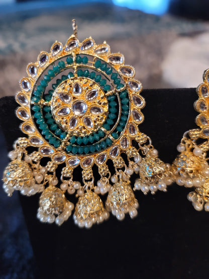 Oversized Studs with Five Drop Jhumkis