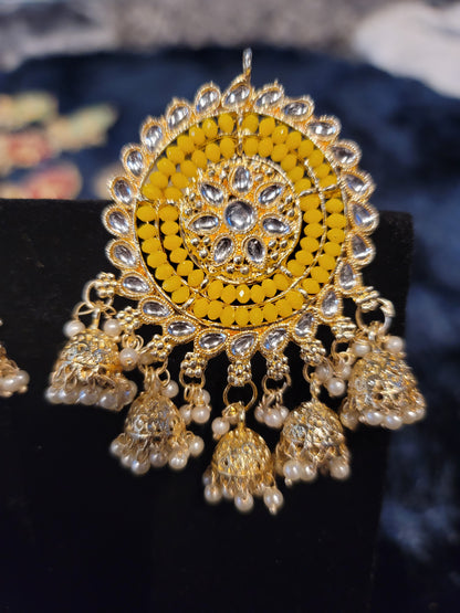Oversized Studs with Five Drop Jhumkis