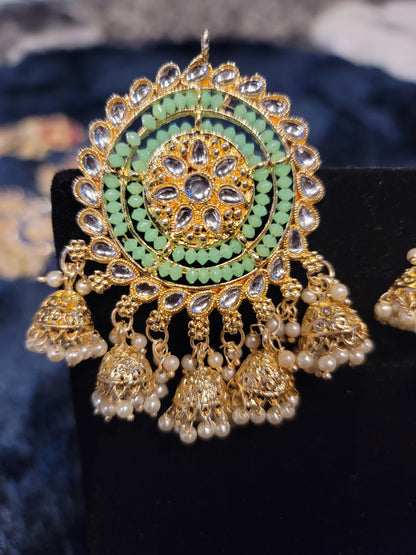 Oversized Studs with Five Drop Jhumkis