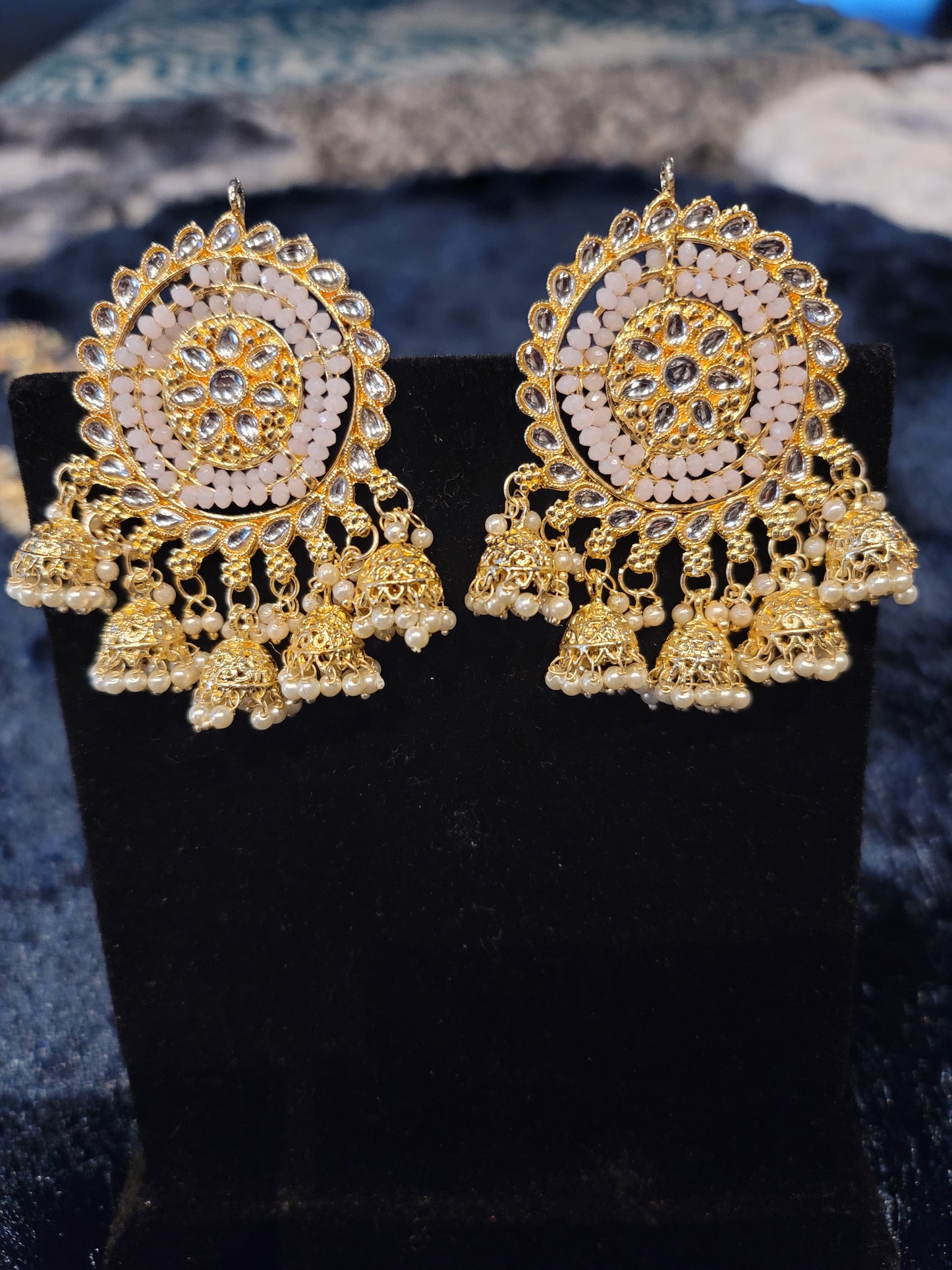 Oversized Studs with Five Drop Jhumkis
