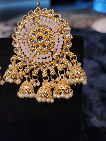 Oversized Studs with Five Drop Jhumkis