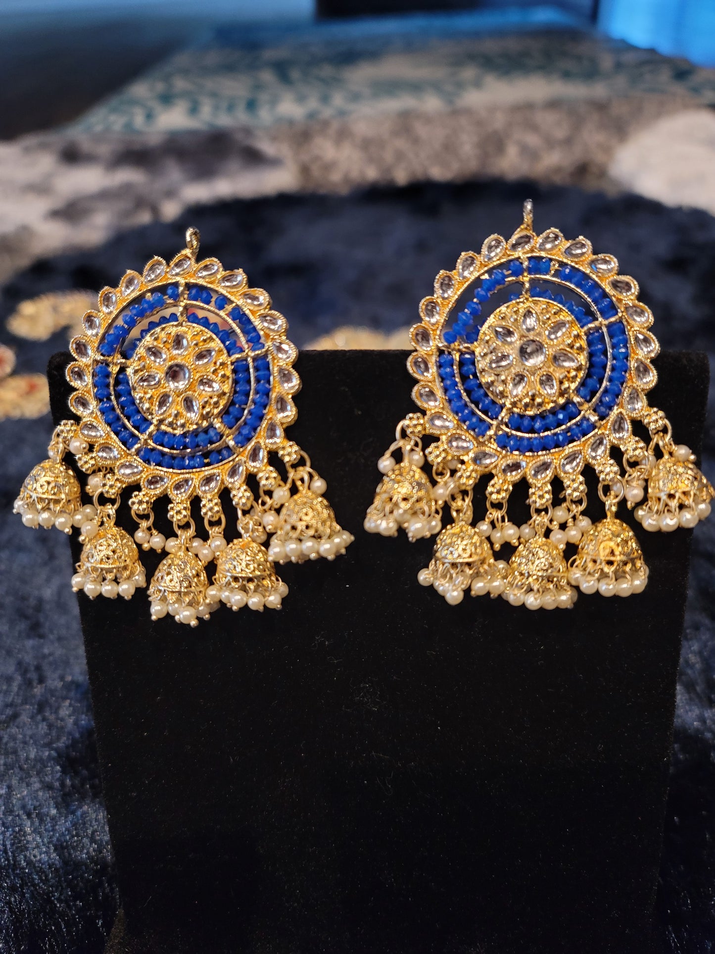 Oversized Studs with Five Drop Jhumkis