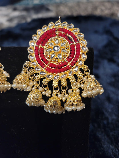 Oversized Studs with Five Drop Jhumkis
