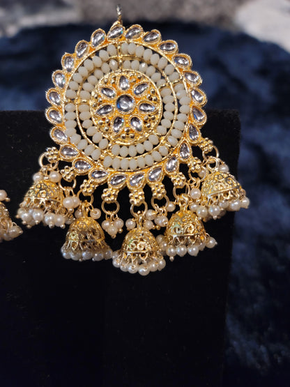 Oversized Studs with Five Drop Jhumkis