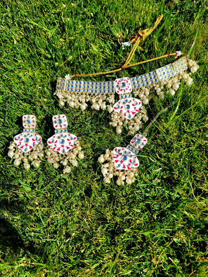 High Quality & Very Lightweight Meenakari Choker Set