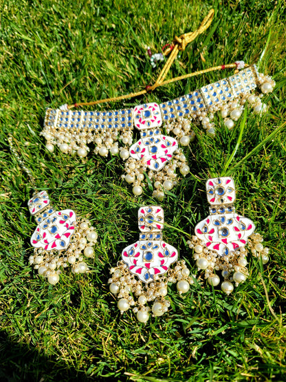 High Quality & Very Lightweight Meenakari Choker Set