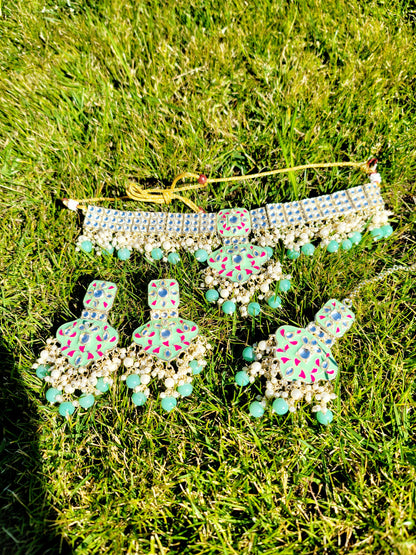 High Quality & Very Lightweight Meenakari Choker Set