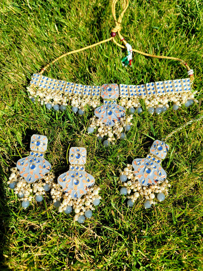 High Quality & Very Lightweight Meenakari Choker Set