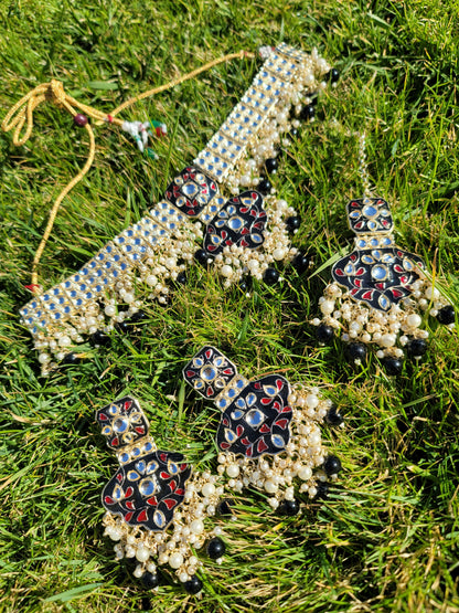 High Quality & Very Lightweight Meenakari Choker Set