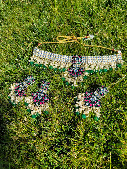High Quality & Very Lightweight Meenakari Choker Set