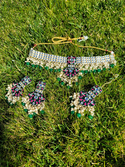 High Quality & Very Lightweight Meenakari Choker Set