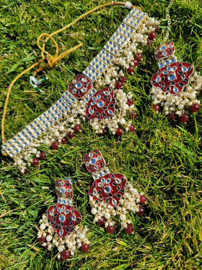 High Quality & Very Lightweight Meenakari Choker Set