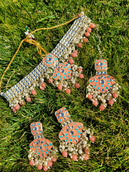 High Quality & Very Lightweight Meenakari Choker Set