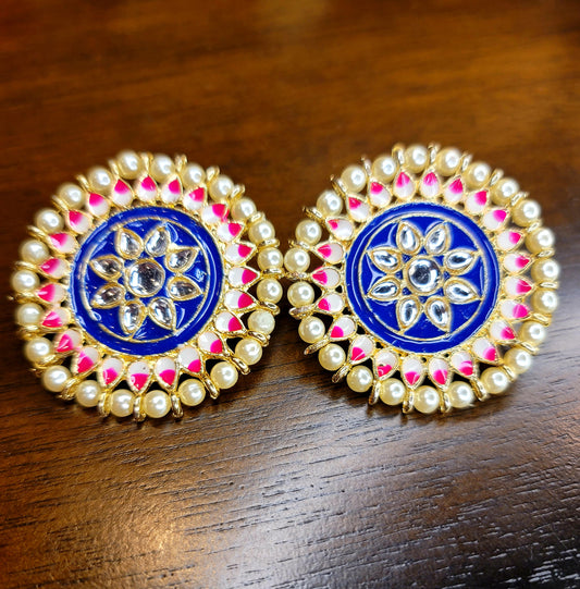 Oversized Meenakari Studs image 3