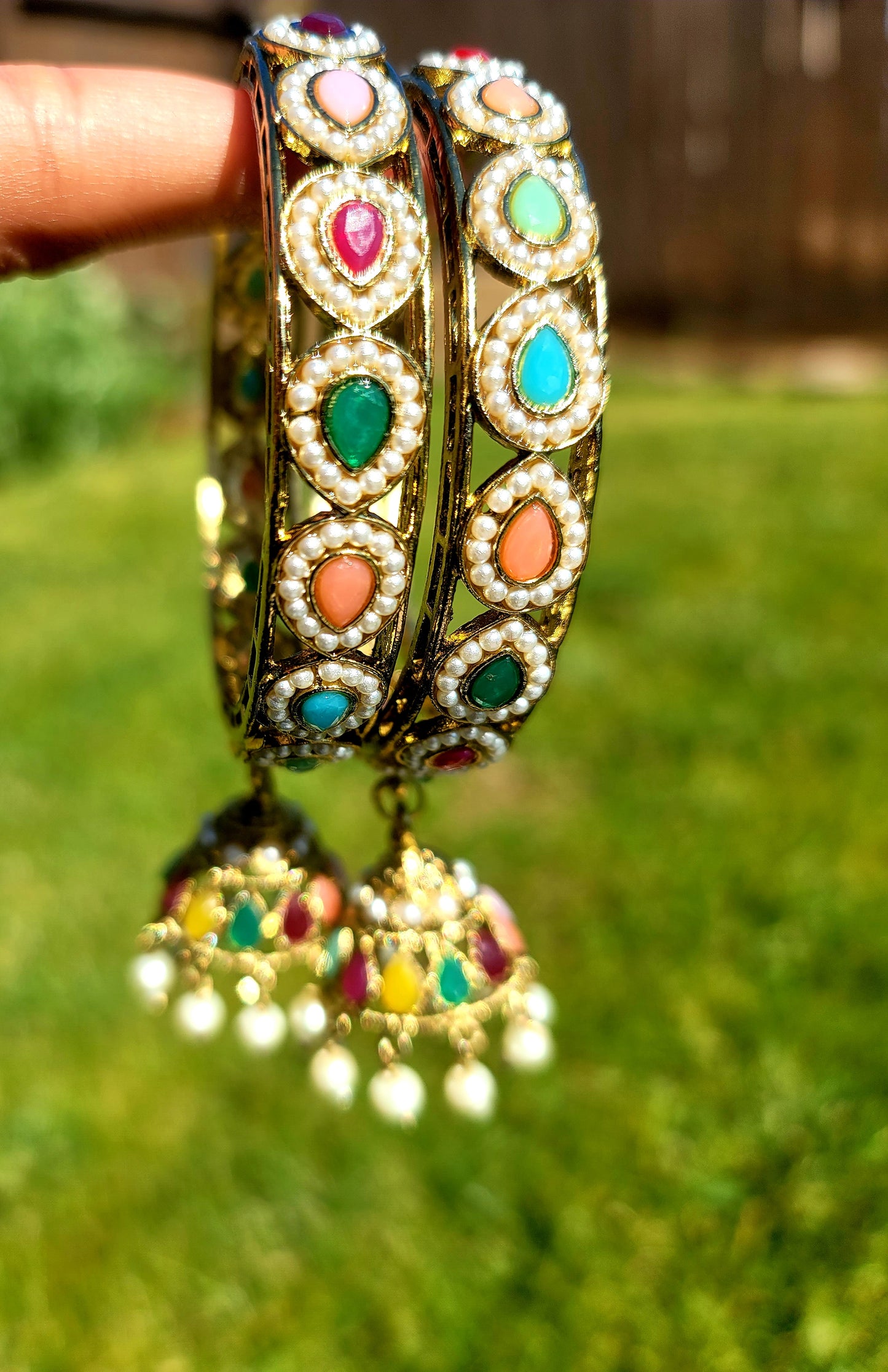 Kangan Set with Latkan (Jhumki) Multi