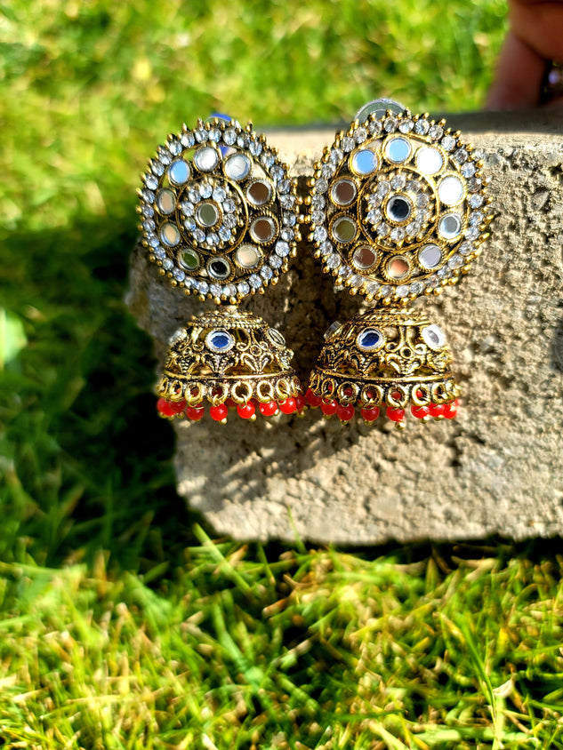 Mirror Jhumki Set