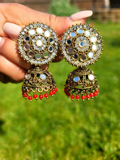 Mirror Jhumki Set