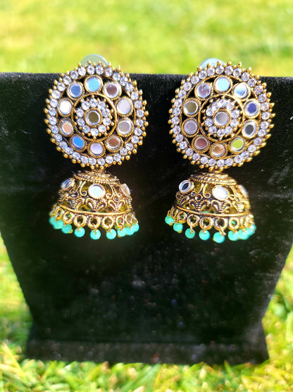 Mirror Jhumki Set