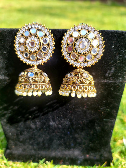 Mirror Jhumki Set
