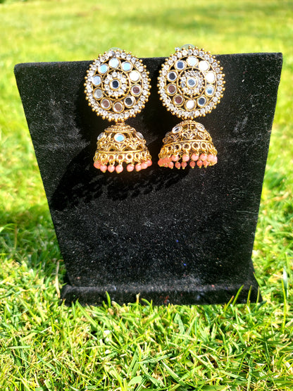 Mirror Jhumki Set
