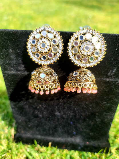 Mirror Jhumki Set