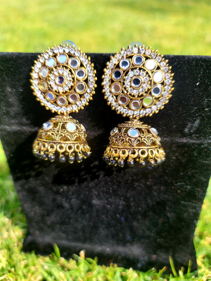Mirror Jhumki Set