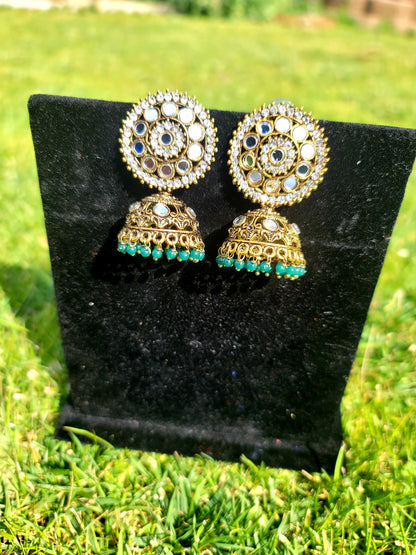 Mirror Jhumki Set