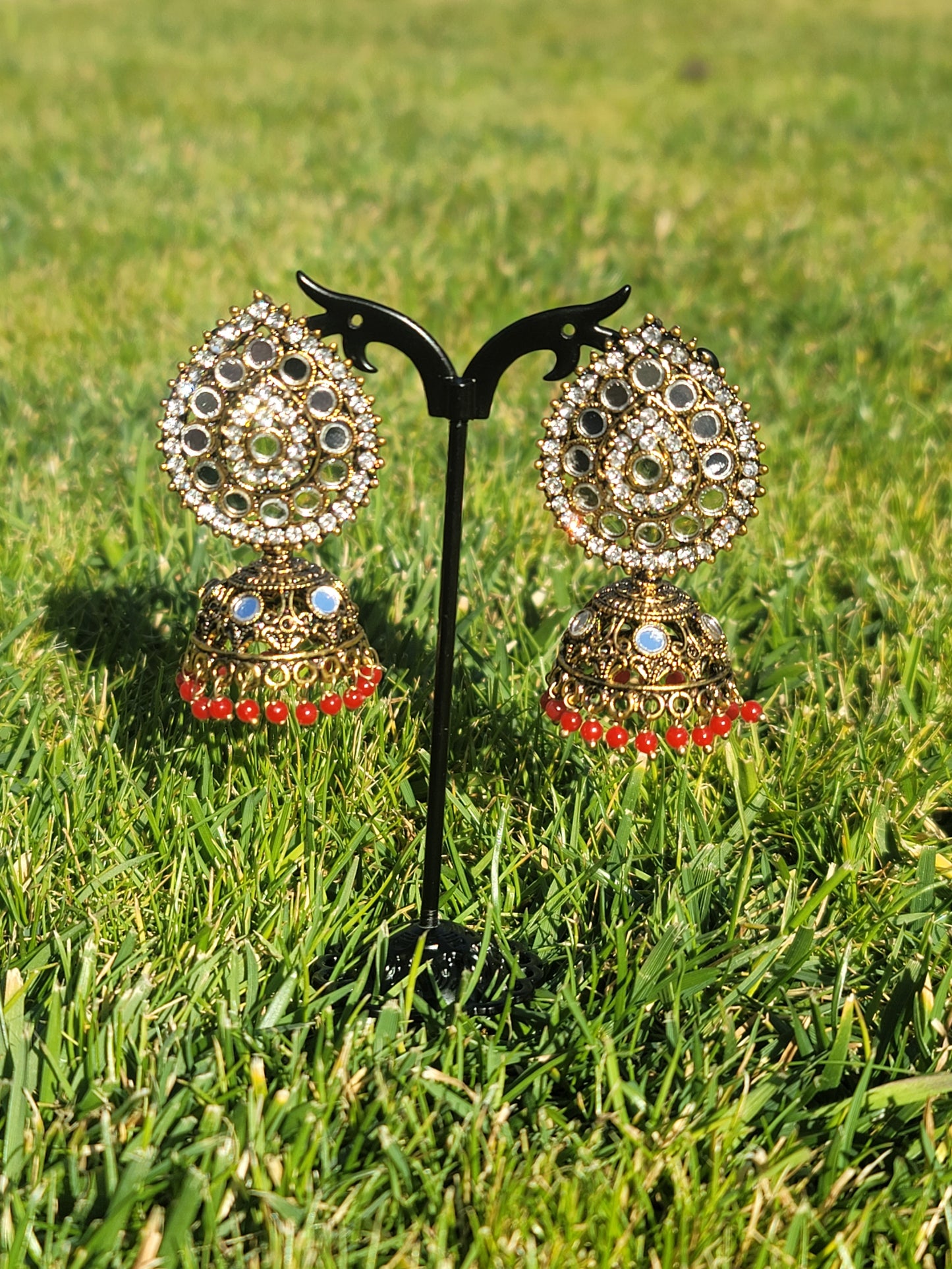 Mirror Jhumki Set