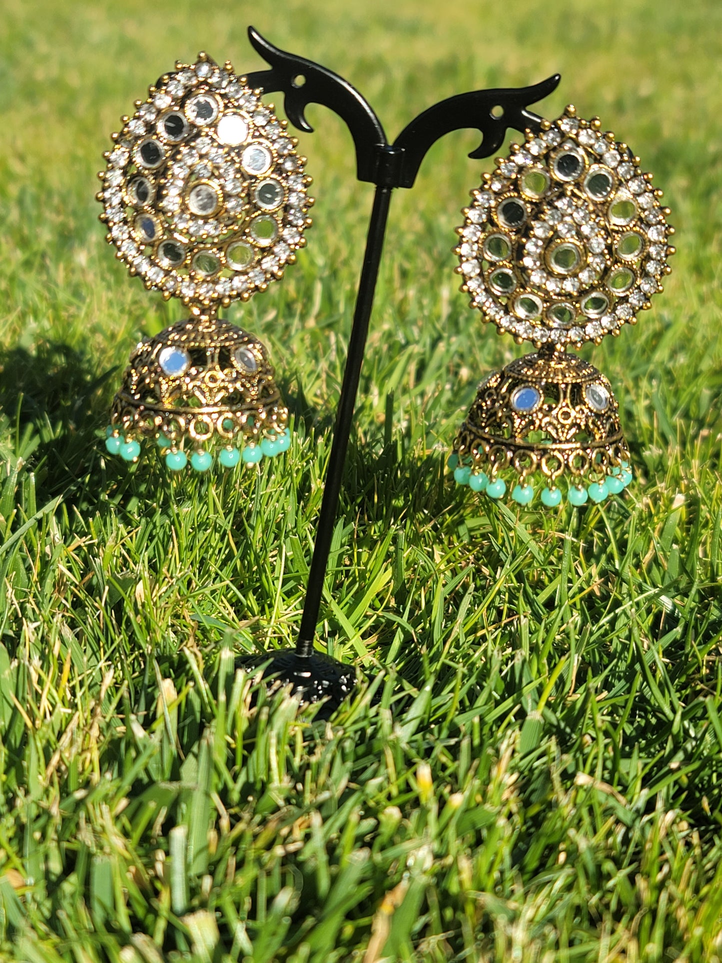 Mirror Jhumki Set