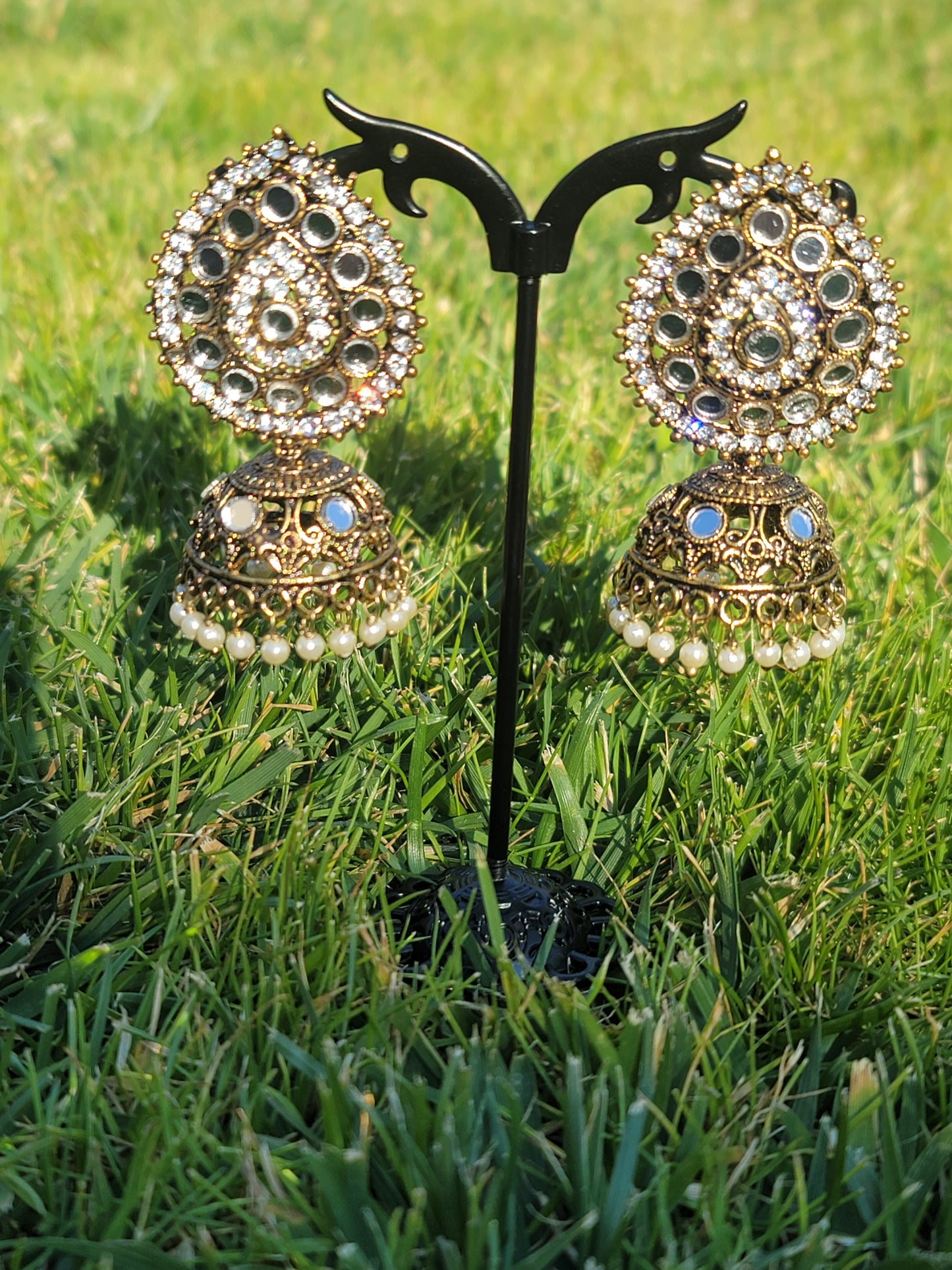 Mirror Jhumki Set