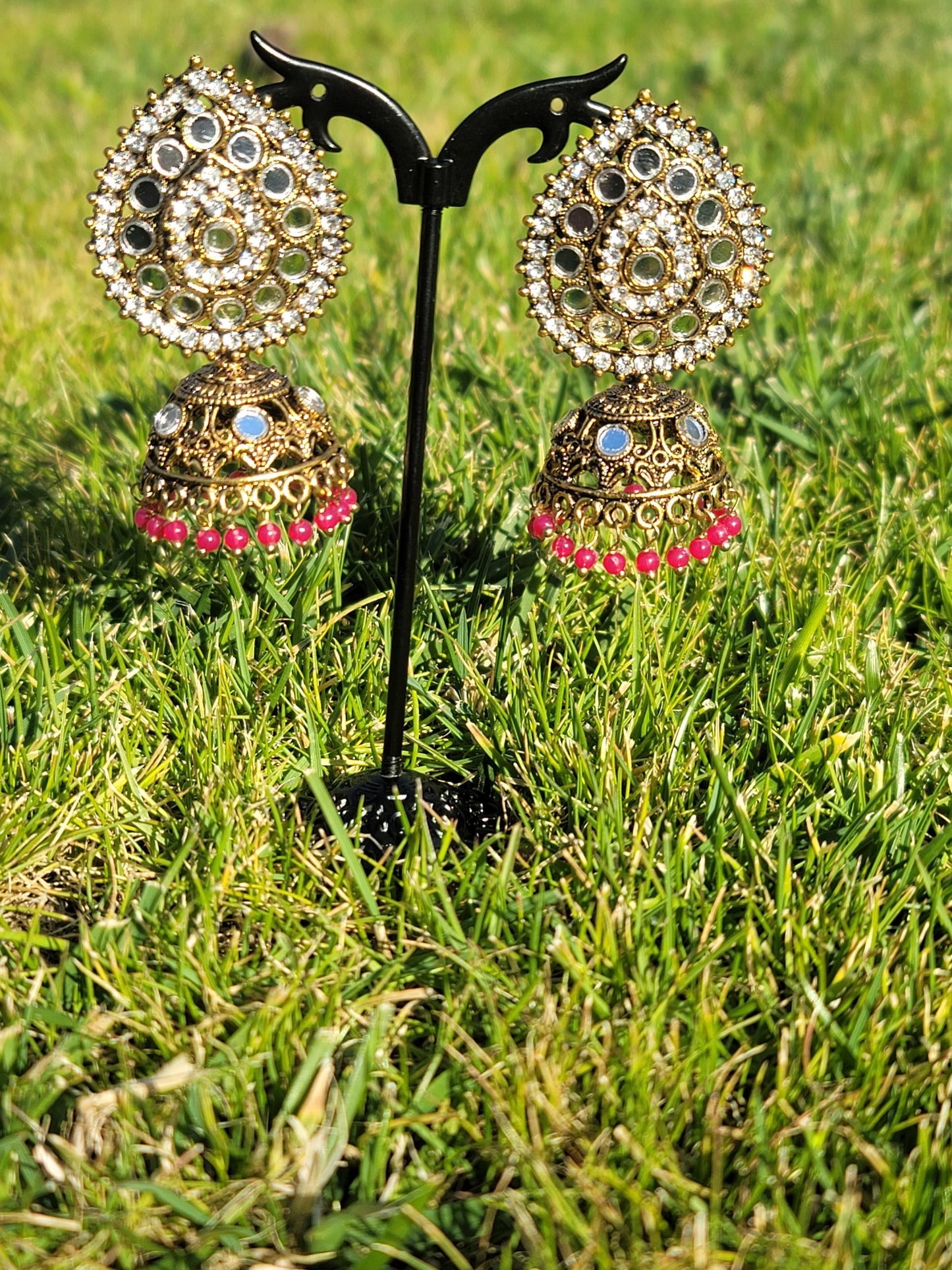 Mirror Jhumki Set