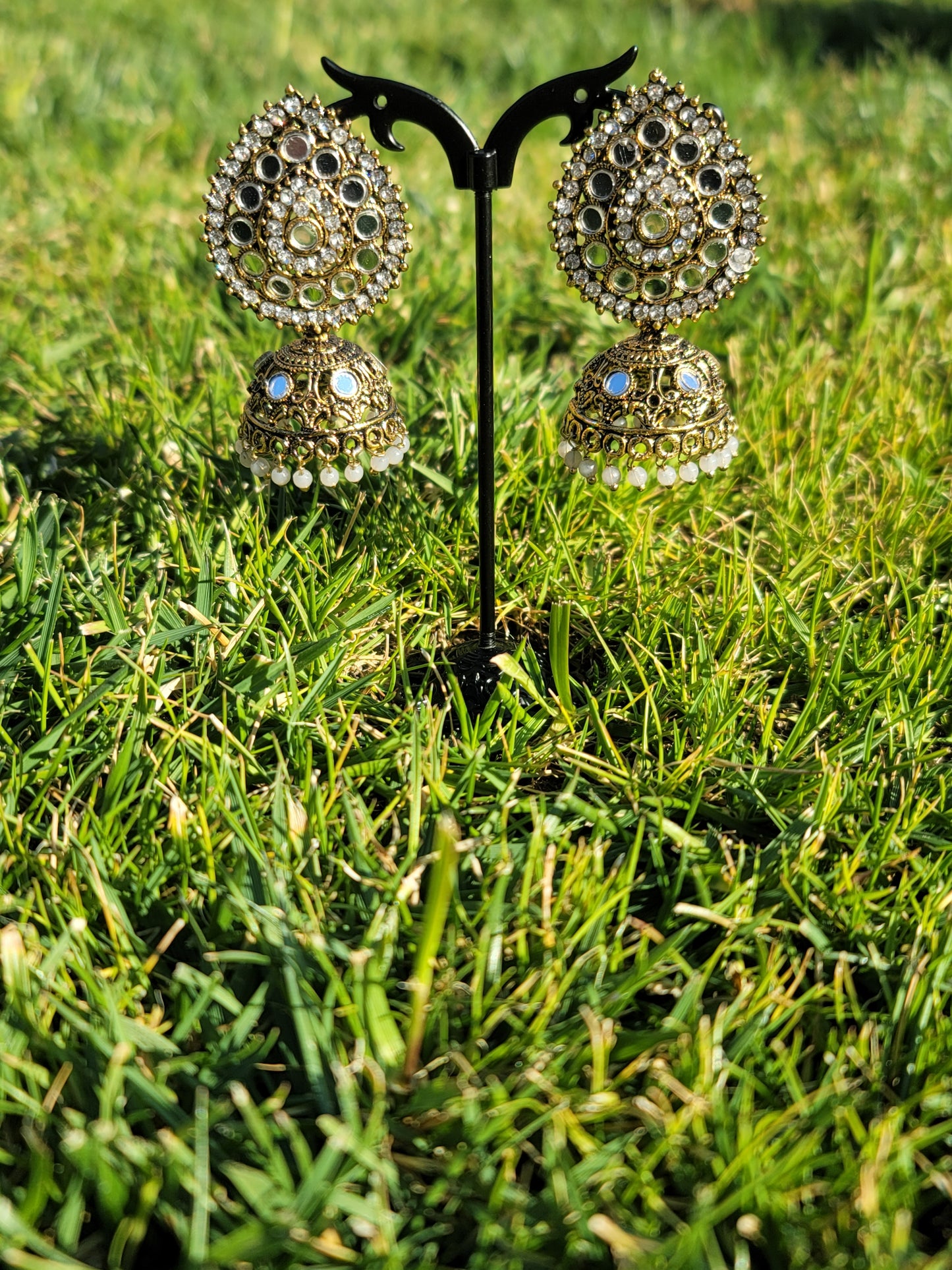 Mirror Jhumki Set